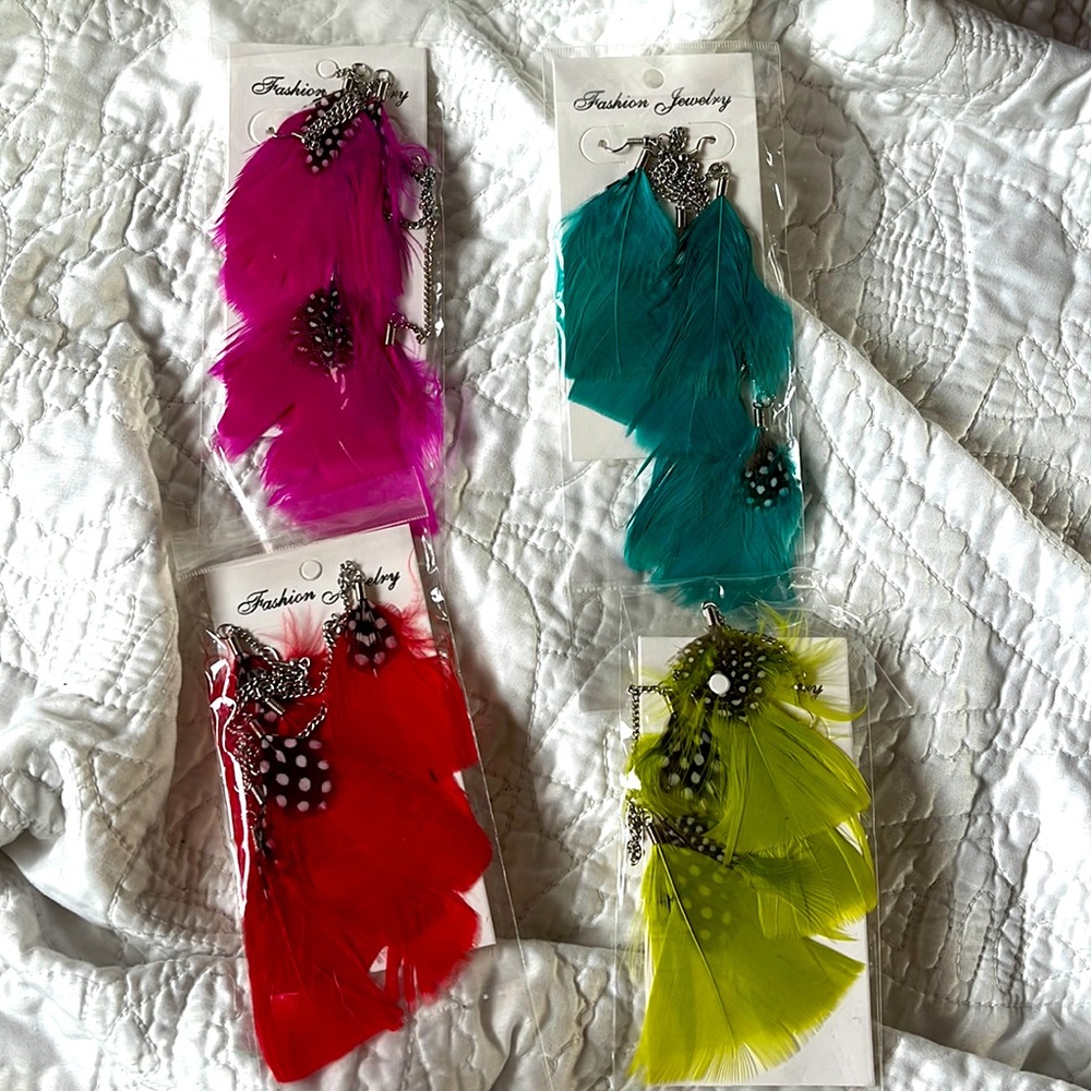Large feather earrings